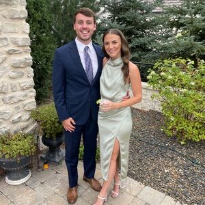 Sage Green open back Satin Dress